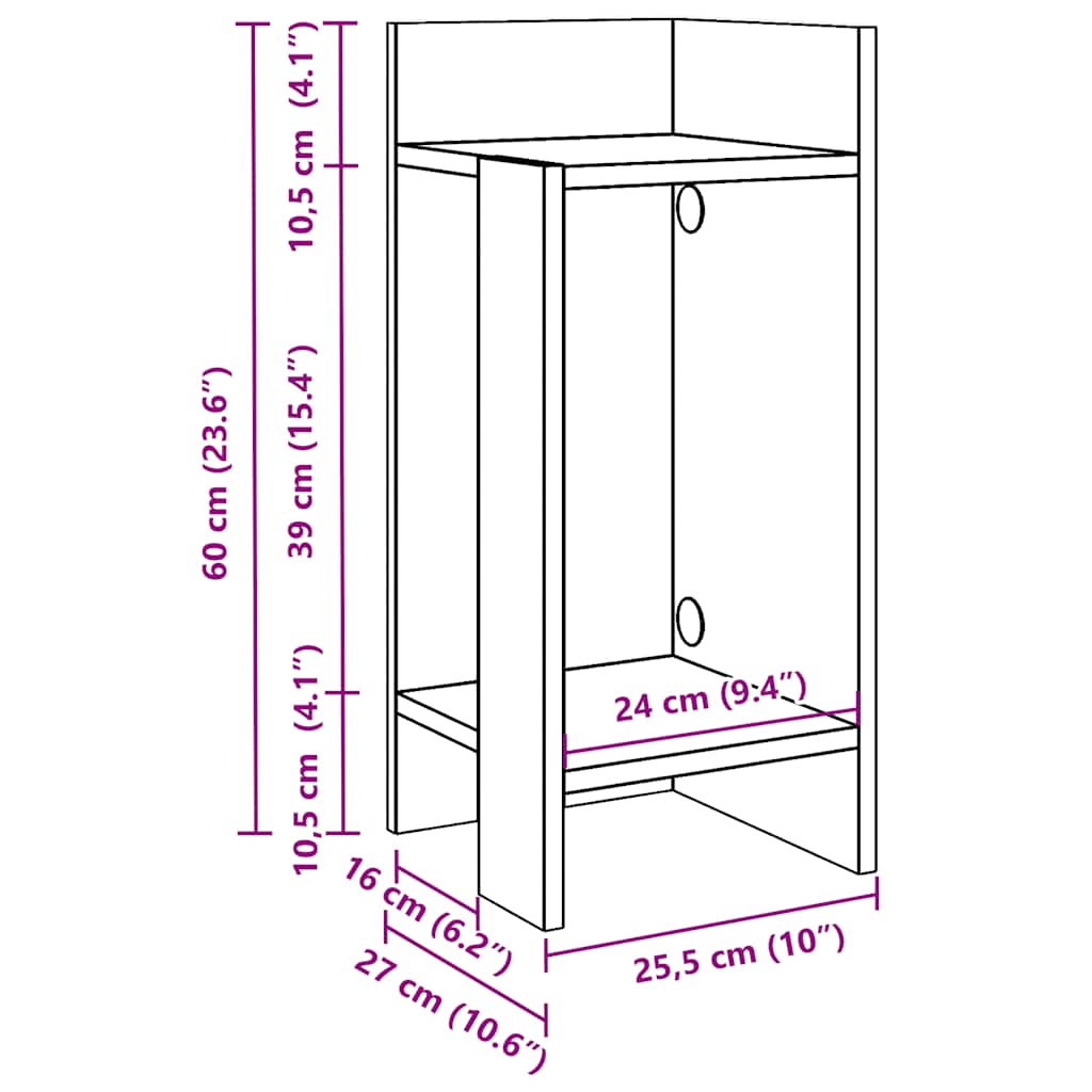 vidaXL Beistelltische 2 Stk. mit Ablage Artisan-Eiche 25,5x27x60 cm