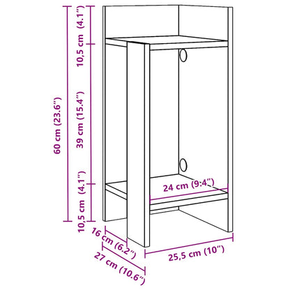 vidaXL Beistelltische 2 Stk. mit Ablage Artisan-Eiche 25,5x27x60 cm