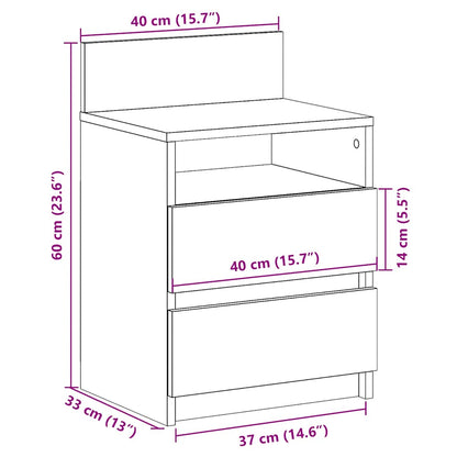 vidaXL Nachttisch mit 2 Schubladen Weiß 40x33x60 cm