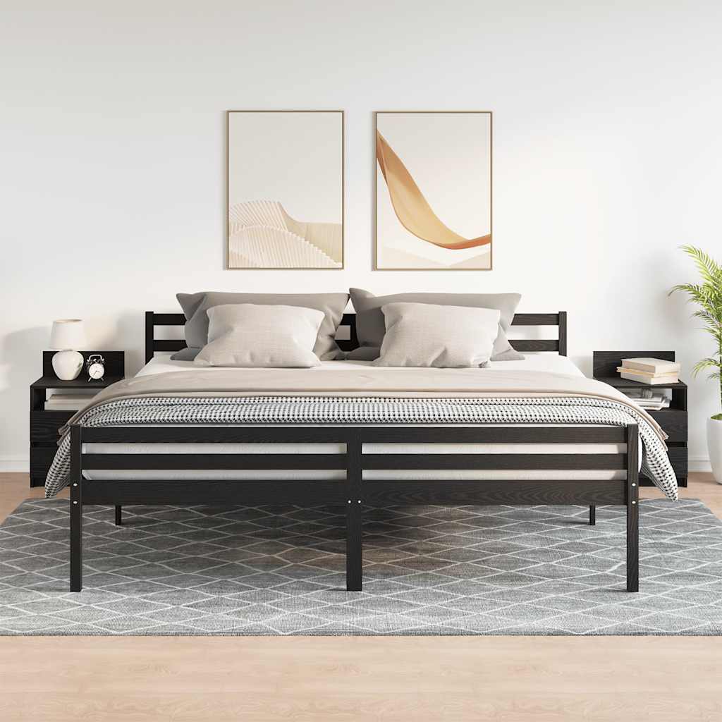 Nachttische 2 Stk. mit 2 Schubladen Schwarz 40x33x60 cm