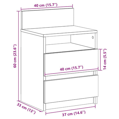 vidaXL Nachttische 2 Stk. mit 2 Schubladen Altholz-Optik 40x33x60 cm