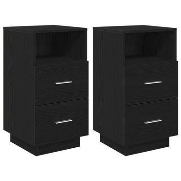 vidaXL Tables de chevet 2 pcs avec 2 tiroirs Noir 36x36x68 cm