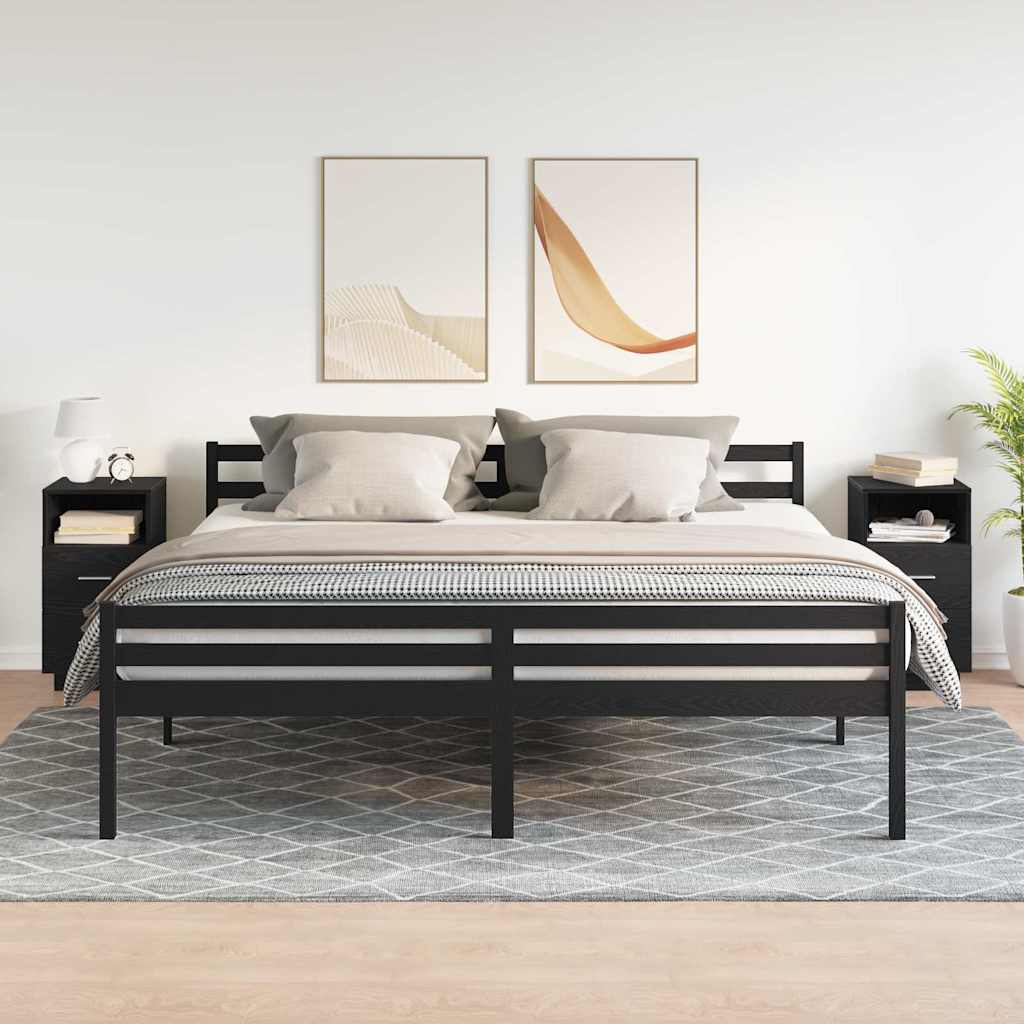 vidaXL Tables de chevet 2 pcs avec 2 tiroirs Noir 36x36x68 cm