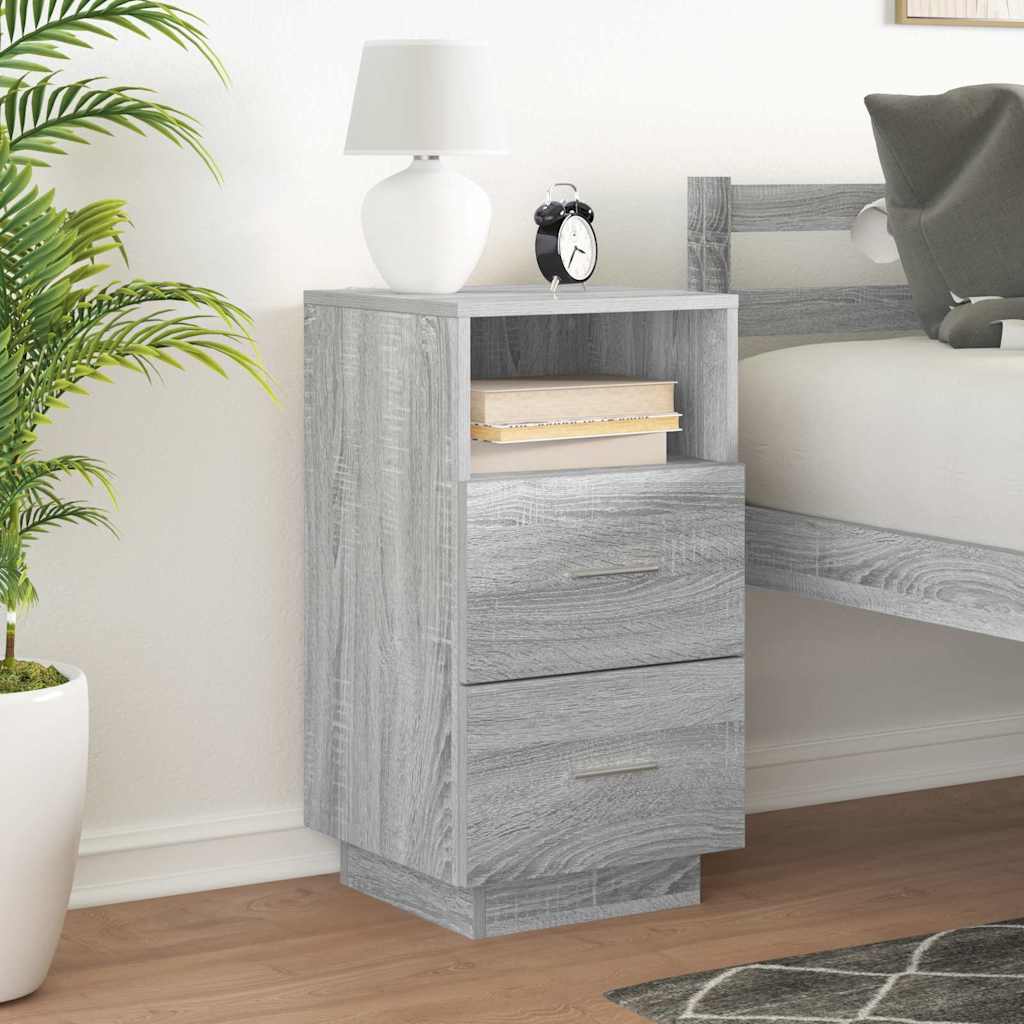 vidaXL Table de chevet avec 2 tiroirs Gris Sonoma 36x36x68 cm