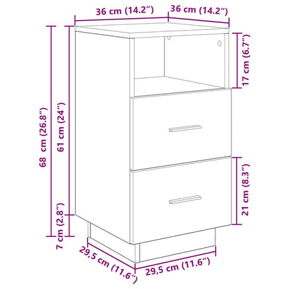 vidaXL Table de chevet avec 2 tiroirs Chêne Artisan 36x36x68 cm