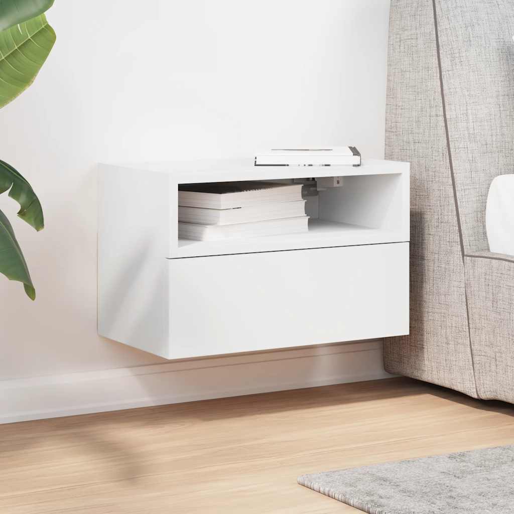 vidaXL Table de chevet murale Blanc 45x26x28,5 cm