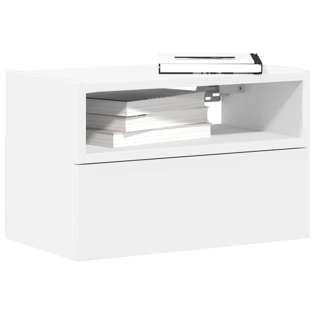 vidaXL Table de chevet murale Blanc 45x26x28,5 cm