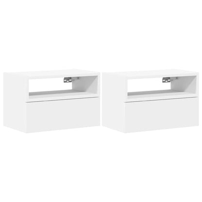 vidaXL Tables de chevet murales 2 pcs Blanc 45x26x28,5 cm