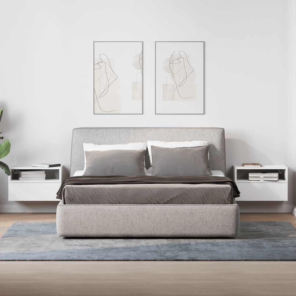 vidaXL Tables de chevet murales 2 pcs Blanc 45x26x28,5 cm