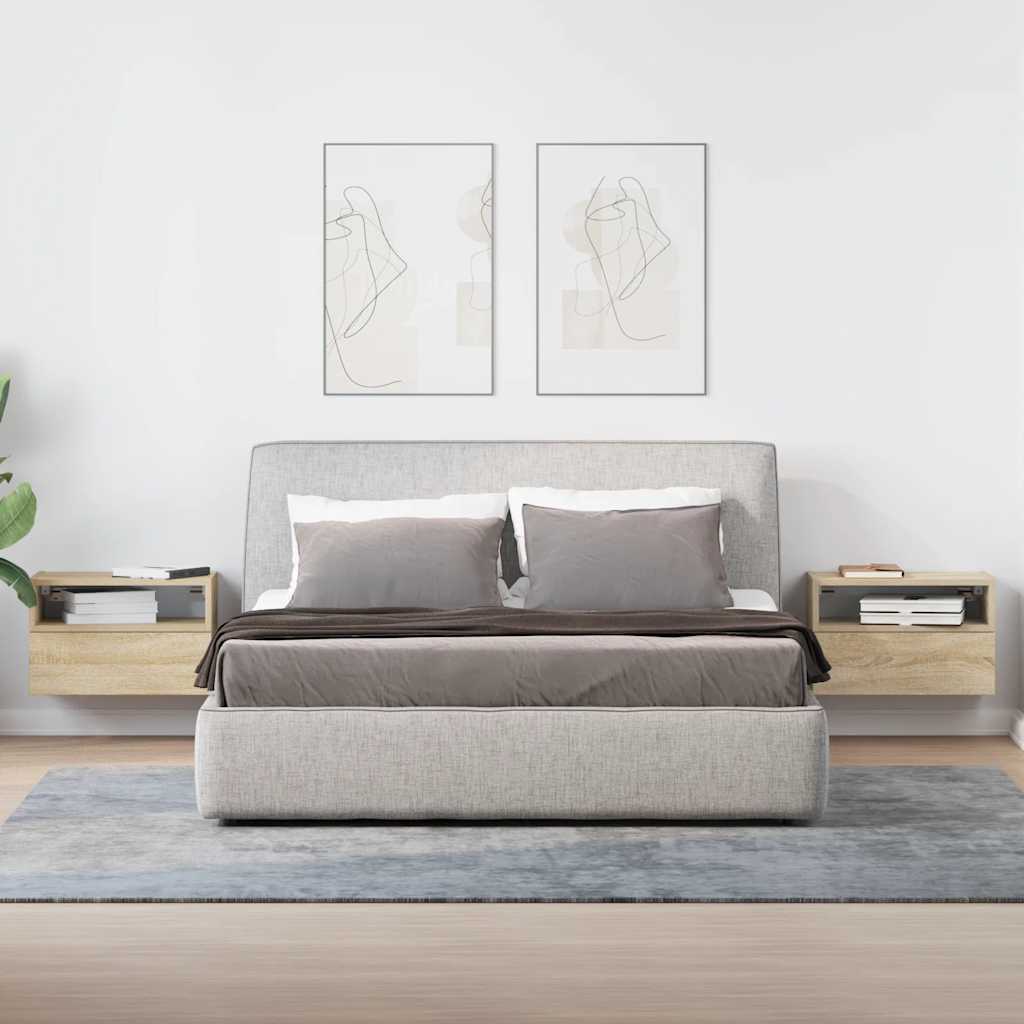 vidaXL Wand-Nachttische 2 Stk. Sonoma-Eiche 45x26x28,5 cm