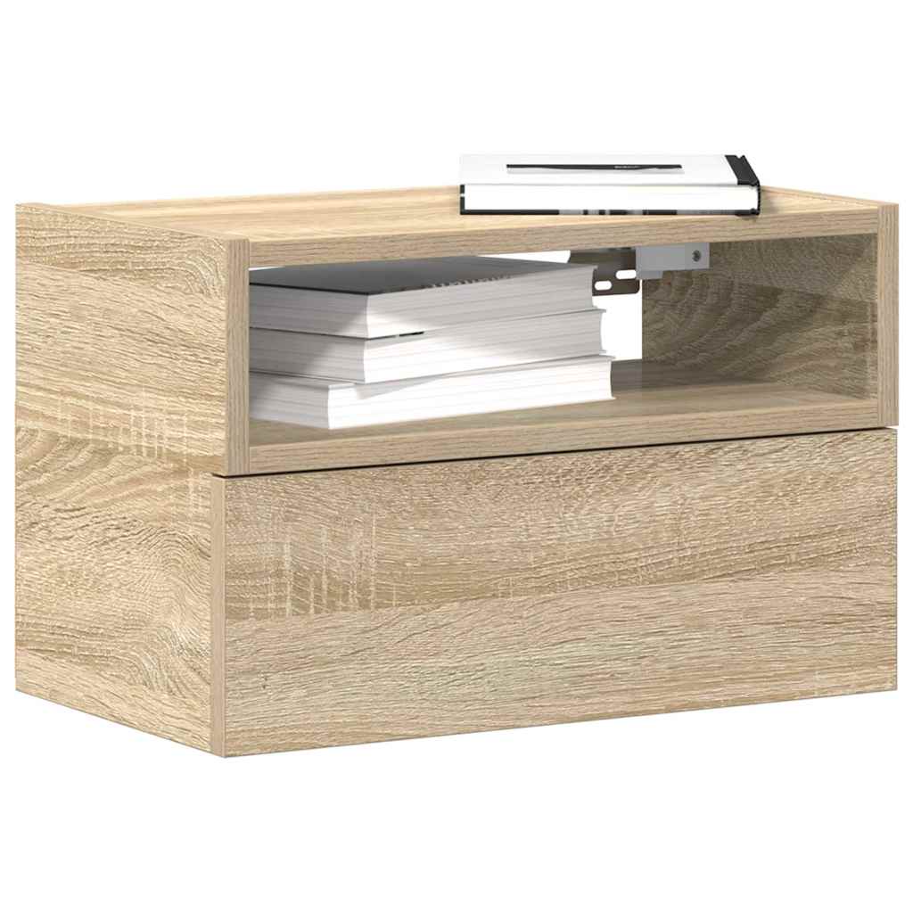 vidaXL Wand-Nachttische 2 Stk. Sonoma-Eiche 45x26x28,5 cm