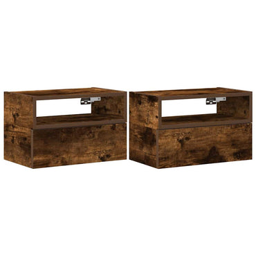 vidaXL Tables de chevet murales 2 pcs Chêne fumé 45x26x28,5 cm
