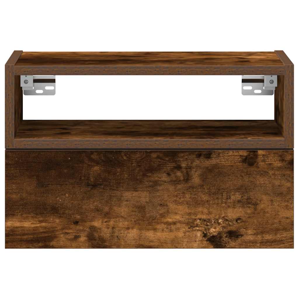 vidaXL Tables de chevet murales 2 pcs Chêne fumé 45x26x28,5 cm