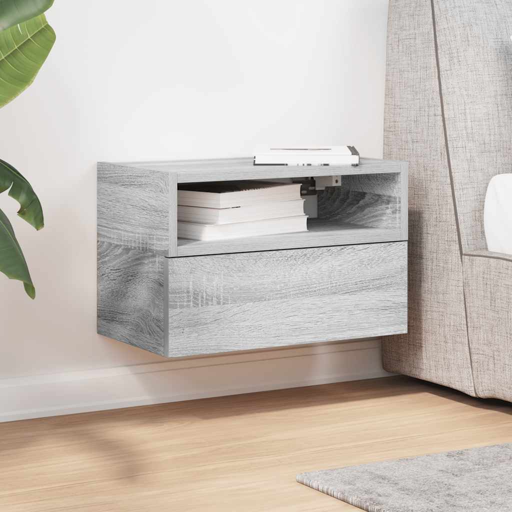 vidaXL Chevet mural gris Sonoma 45x26x28,5 cm