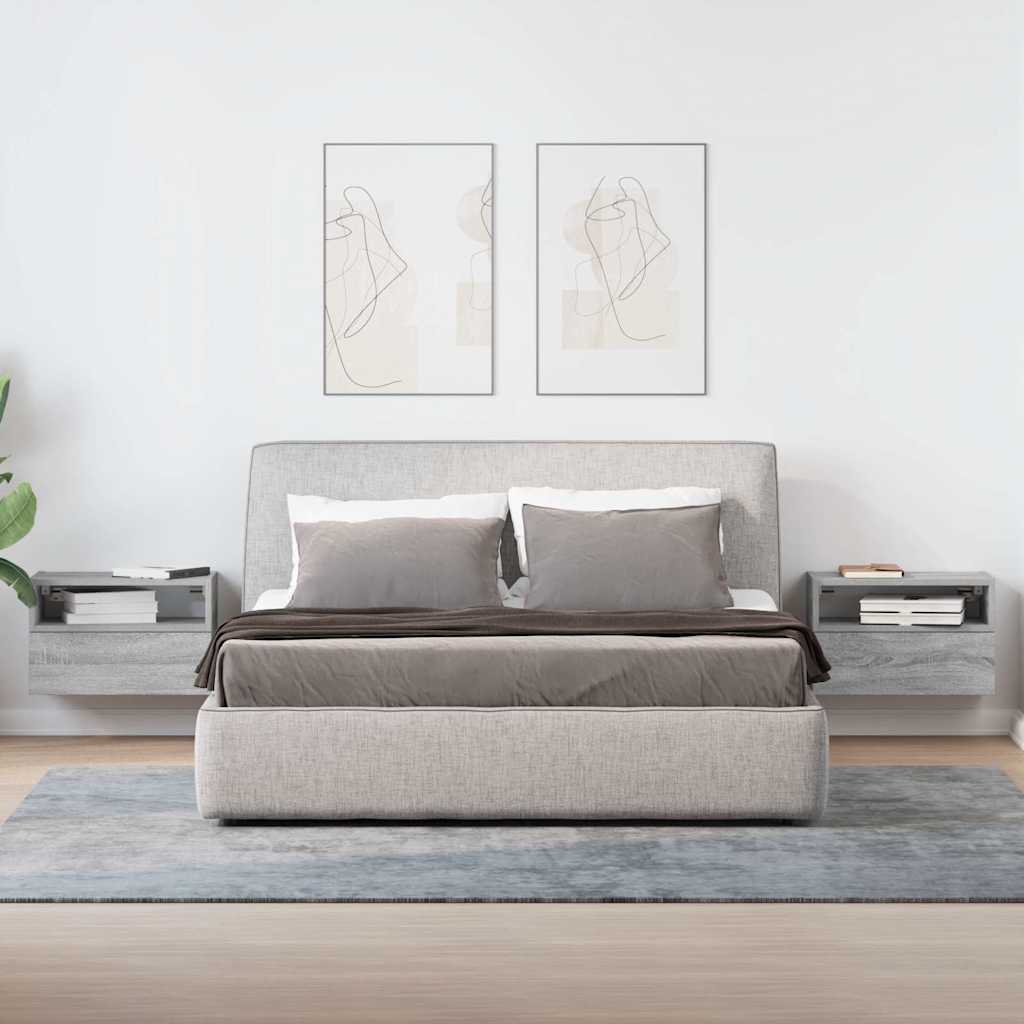 vidaXL Tables de chevet murales 2 pcs Gris Sonoma 45x26x28,5 cm