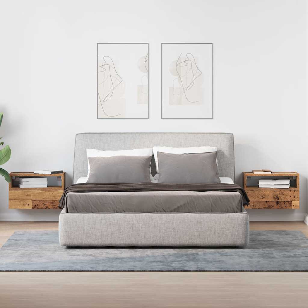 vidaXL Tables de chevet murales 2 pcs aspect bois de récupération 45x26x28,5 cm