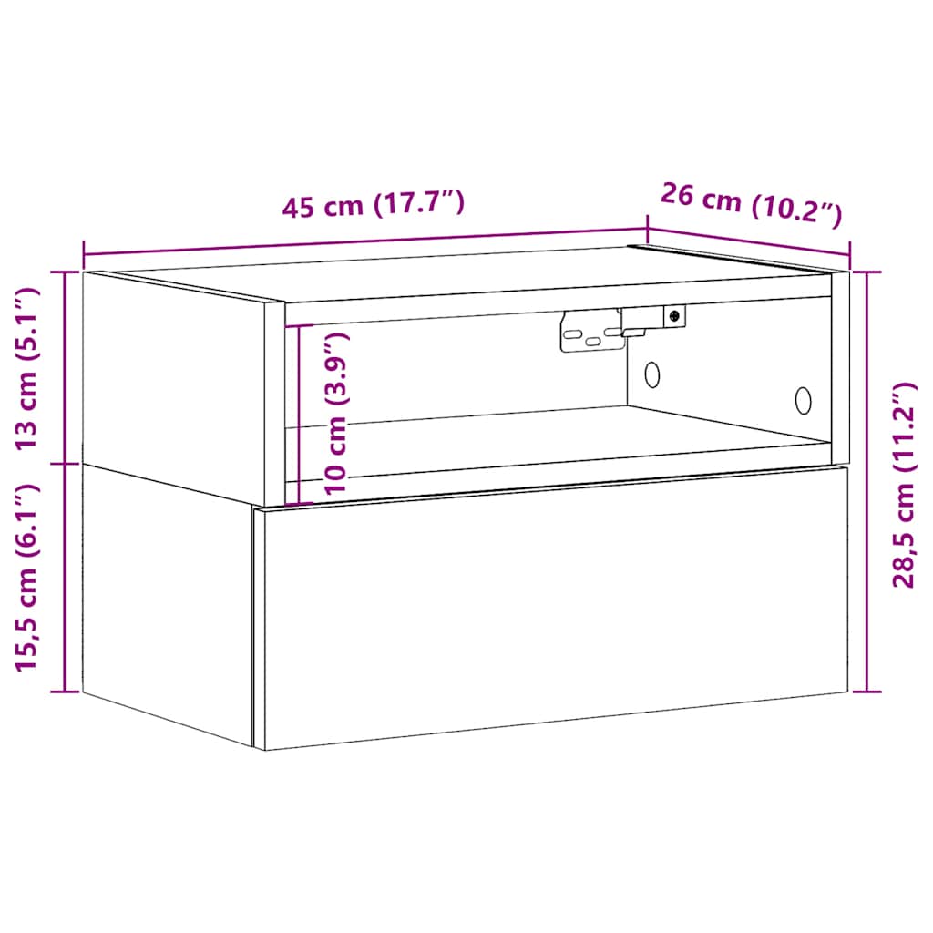 vidaXL Tables de chevet murales 2 pcs aspect bois de récupération 45x26x28,5 cm
