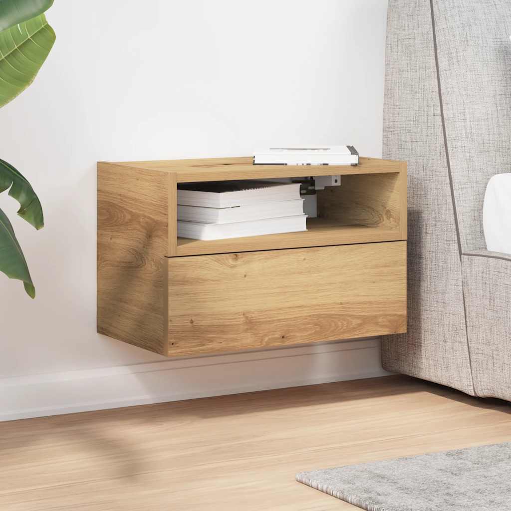 vidaXL Table de chevet murale chêne artisanal 45x26x28,5 cm