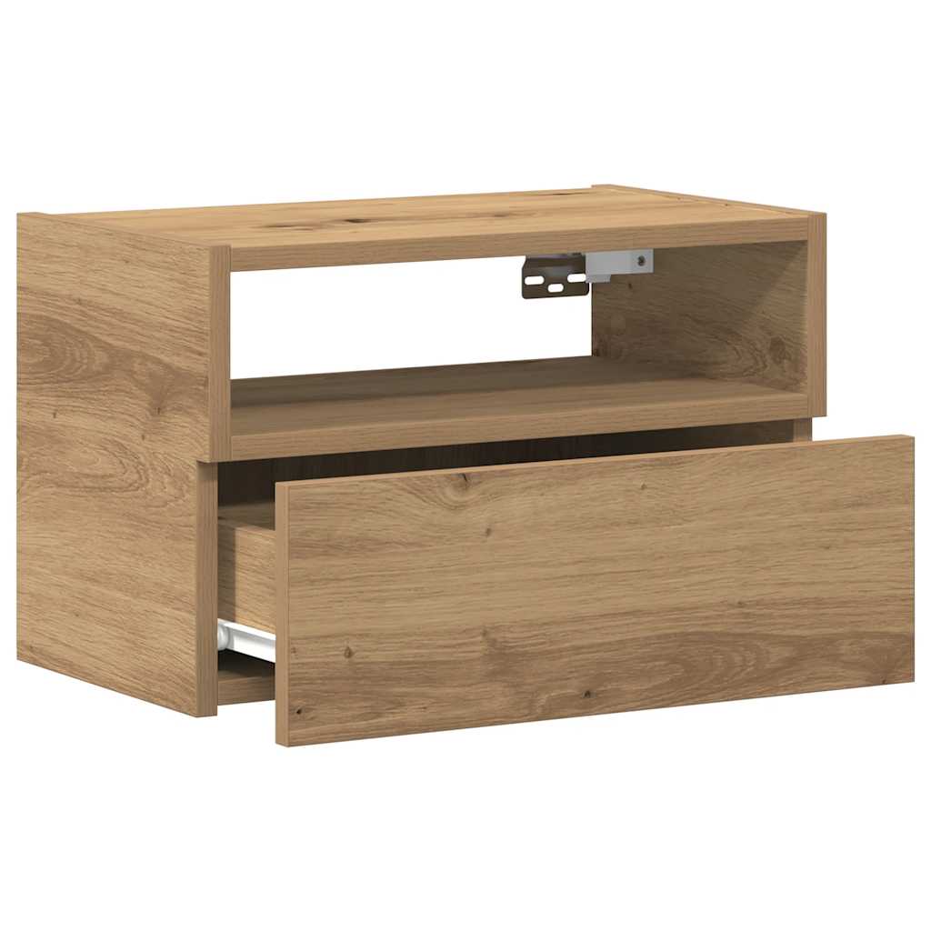 vidaXL Table de chevet murale chêne artisanal 45x26x28,5 cm