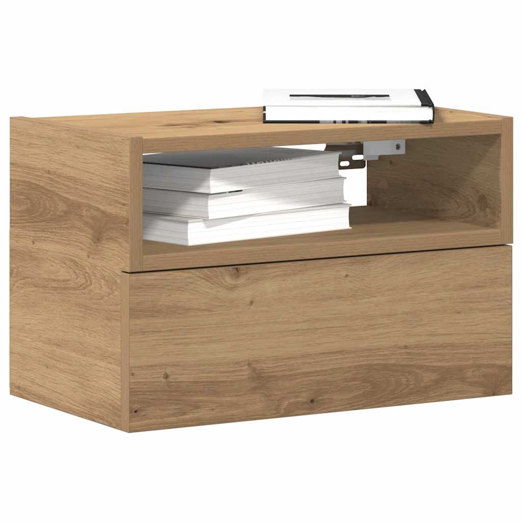 vidaXL Table de chevet murale chêne artisanal 45x26x28,5 cm
