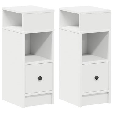 vidaXL Tables de chevet 2 pcs avec tiroir Blanc 25x31x66 cm