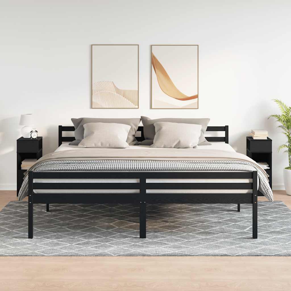 vidaXL Tables de chevet 2 pcs avec tiroir Noir 25x31x66 cm