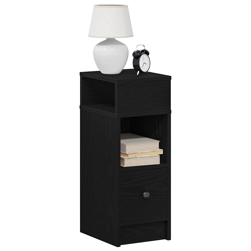 vidaXL Tables de chevet 2 pcs avec tiroir Noir 25x31x66 cm
