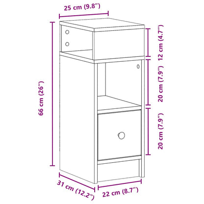 vidaXL Table de chevet avec tiroir chêne Sonoma 25x31x66 cm