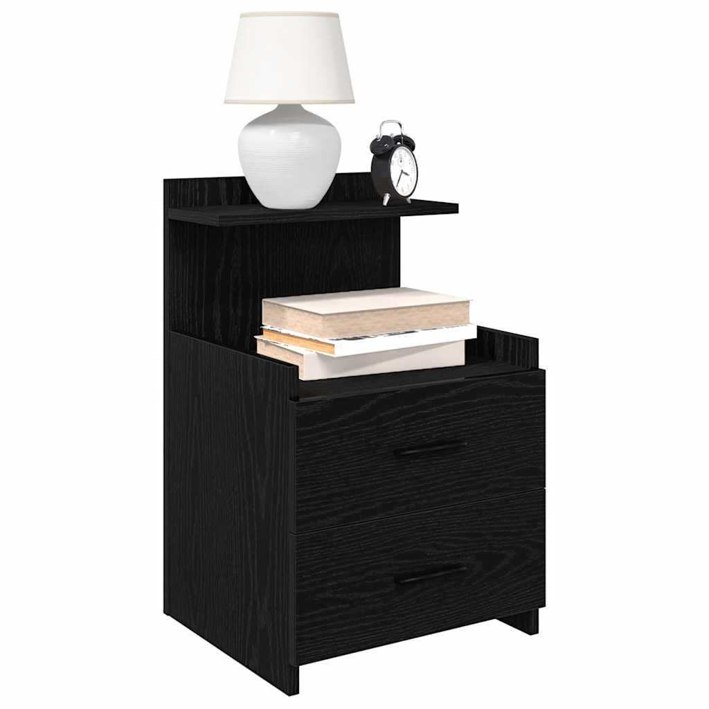 vidaXL Nachttisch mit 2 Schubladen Schwarz 40x36,5x62 cm