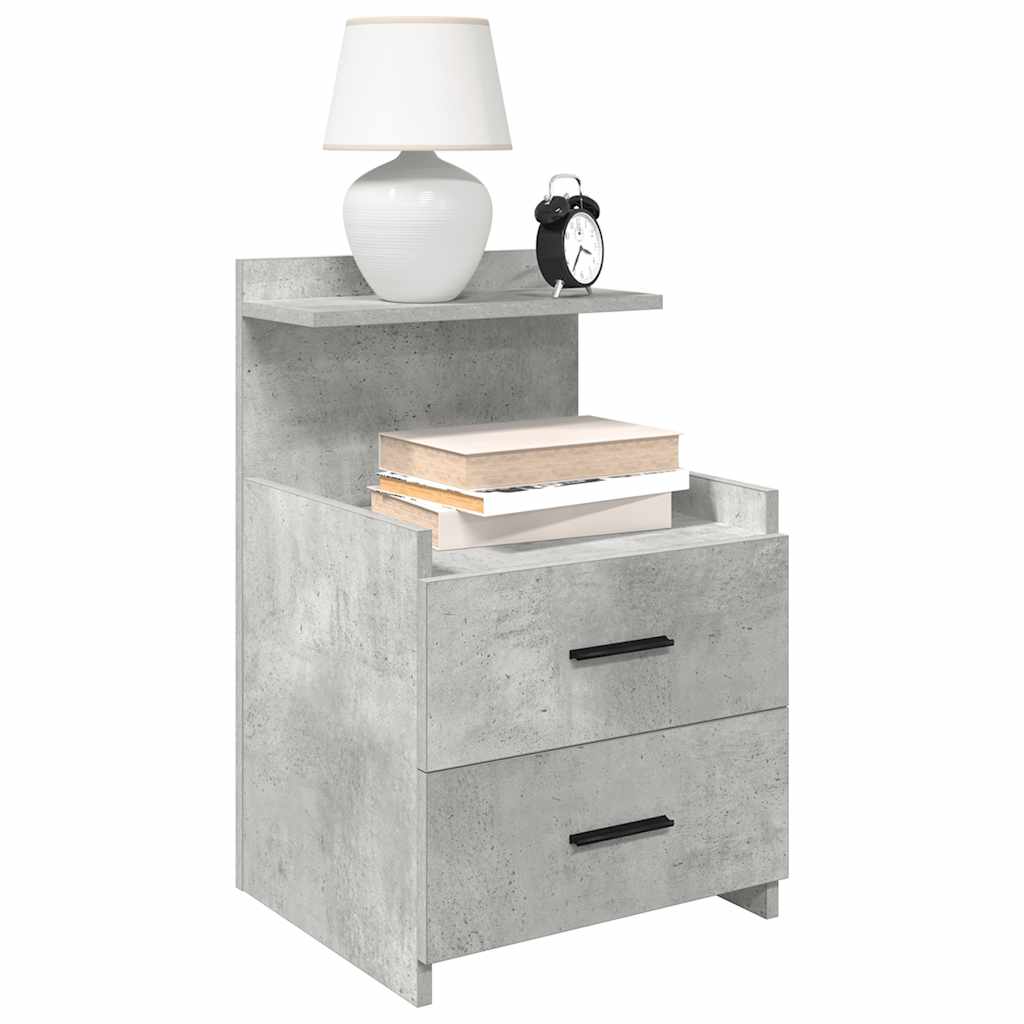 vidaXL Nachttisch mit 2 Schubladen Betongrau 40x36,5x62 cm
