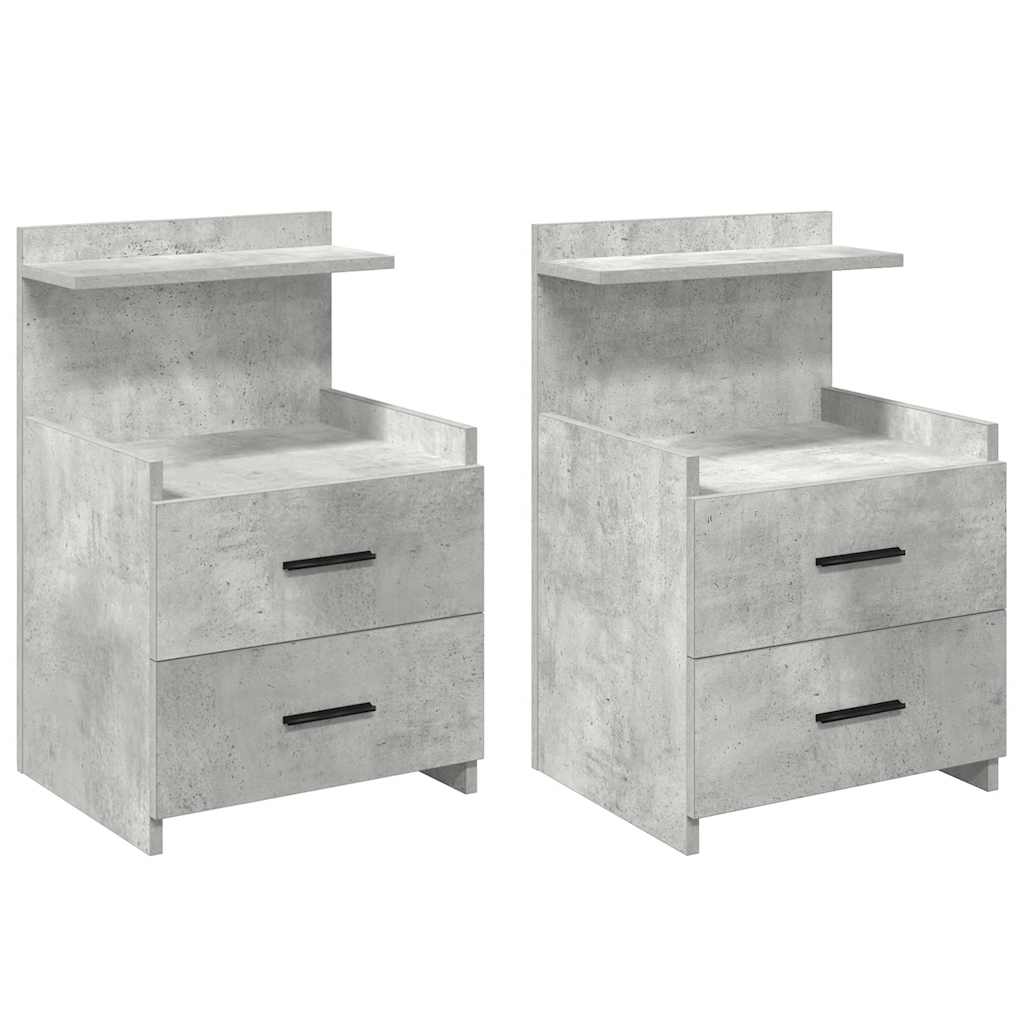 vidaXL Nachttische 2 Stk. mit 2 Schubladen Betongrau 40x36,5x62 cm