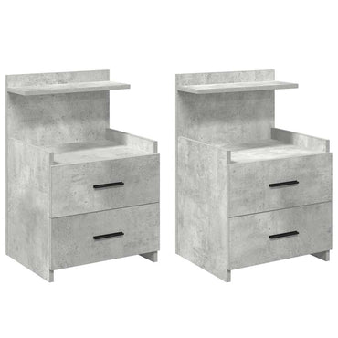 vidaXL Nachttische 2 Stk. mit 2 Schubladen Betongrau 40x36,5x62 cm