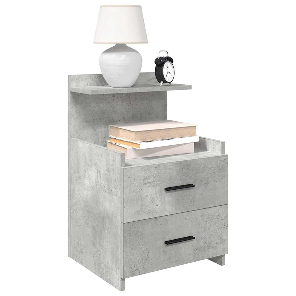vidaXL Nachttische 2 Stk. mit 2 Schubladen Betongrau 40x36,5x62 cm