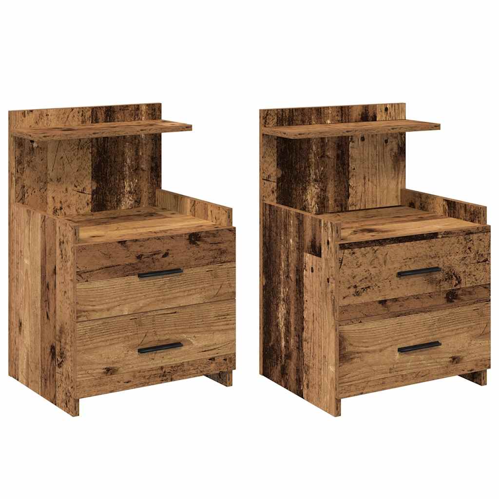 vidaXL Nachttische 2 Stk. mit 2 Schubladen Altholz-Optik 40x36,5x62 cm