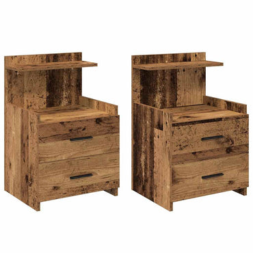 vidaXL Nachttische 2 Stk. mit 2 Schubladen Altholz-Optik 40x36,5x62 cm