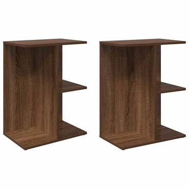 vidaXL Nachttische 2 Stk. Braun Eichen-Optik 46,5x29x61 Holzwerkstoff