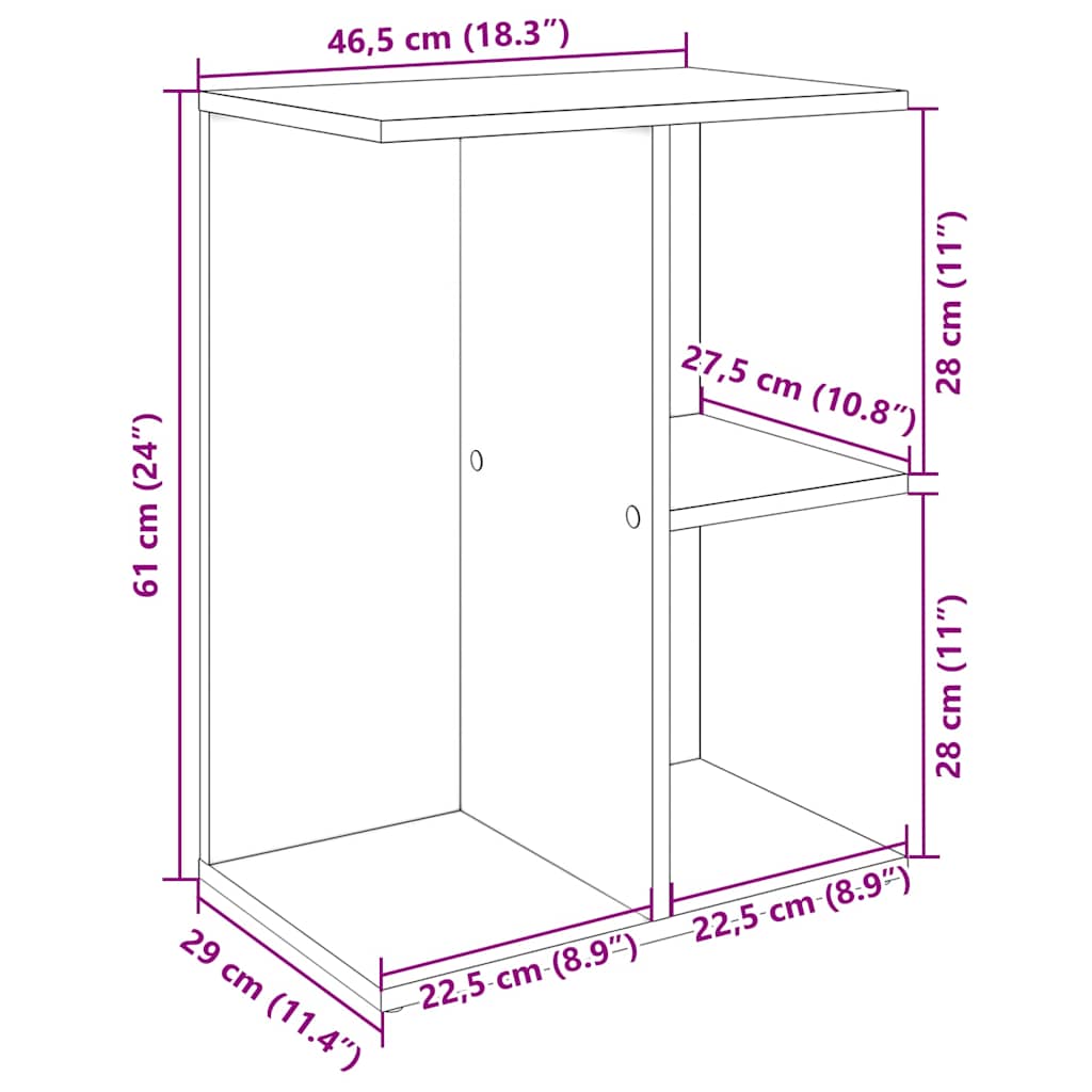 vidaXL Nachttische 2 Stk. Artisan-Eiche 46,5x29x61 cm Holzwerkstoff