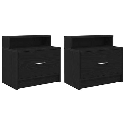 vidaXL Nachttische mit Schublade 2Stk. Schwarz Eichen-Optik 51x31x47cm