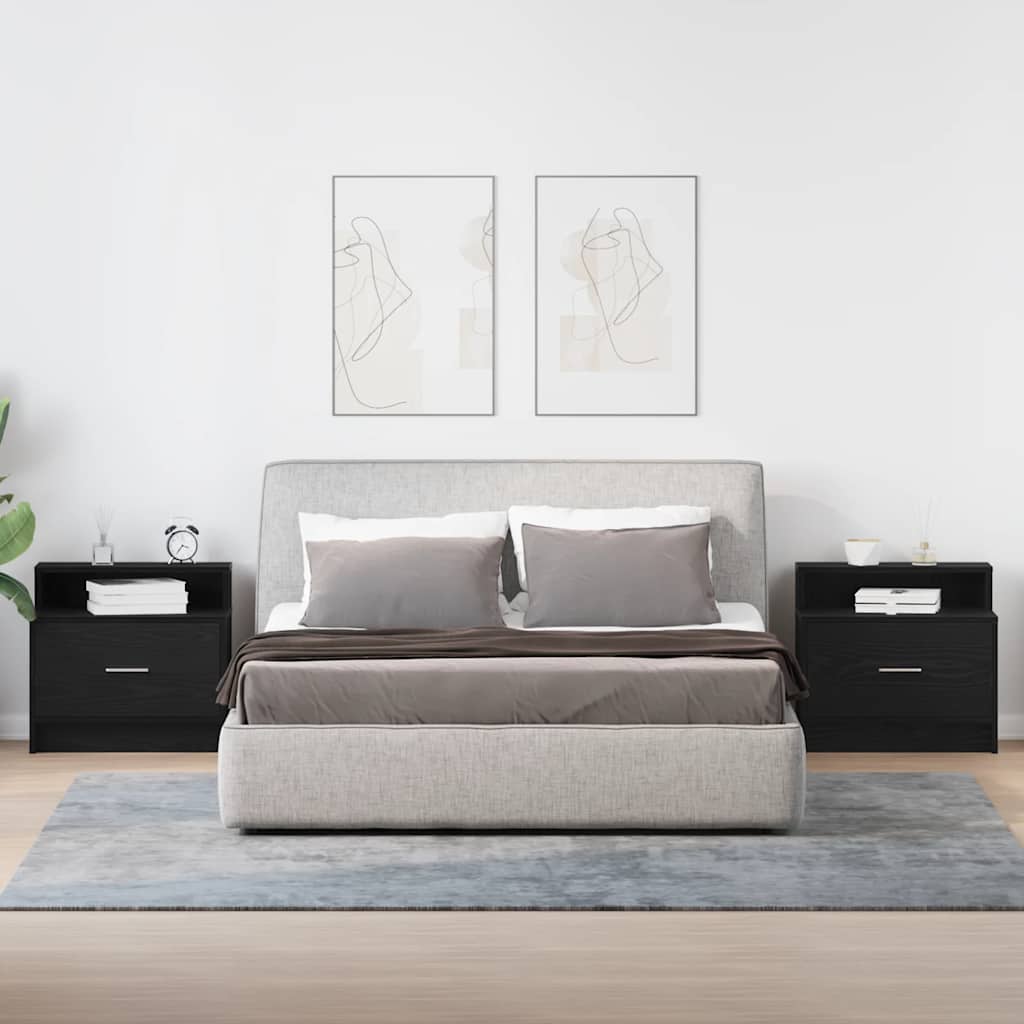vidaXL Nachttische mit Schublade 2Stk. Schwarz Eichen-Optik 51x31x47cm