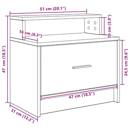 vidaXL Nachttische mit Schublade 2Stk. Schwarz Eichen-Optik 51x31x47cm