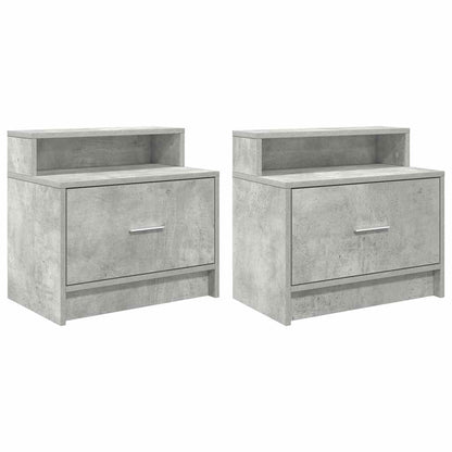 vidaXL Nachttische mit Schublade 2 Stk. Betongrau 51x31x47 cm