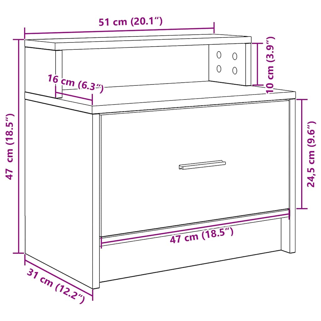 vidaXL Nachttisch mit Schublade Altholz-Optik 51x31x47 cm