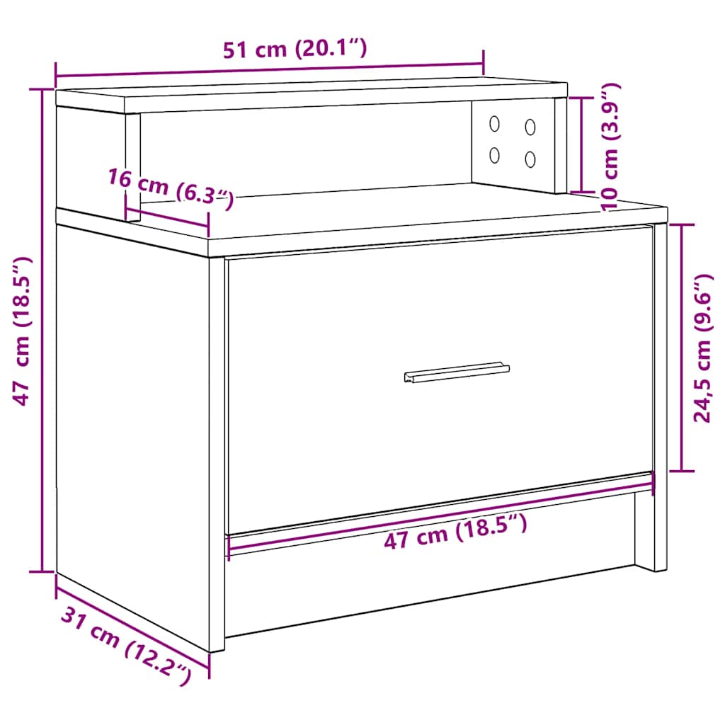 vidaXL Nachttische mit Schubladen 2 Stk. Altholz-Optik 51x31x47 cm