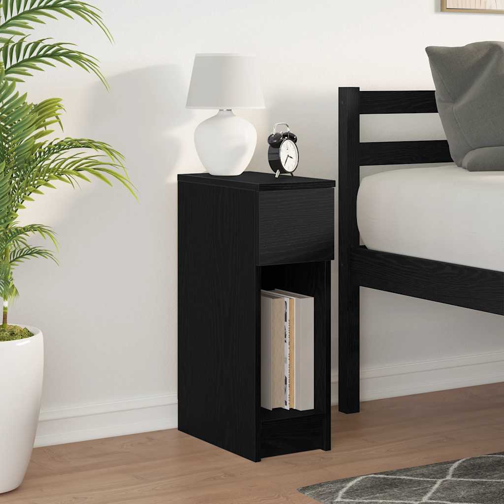 vidaXL Nachttisch mit Schublade Schwarz Eichen-Optik 20x36x60 cm