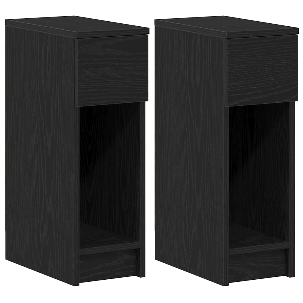 vidaXL Nachttische mit Schublade 2Stk. Schwarz Eichen-Optik 20x36x60cm
