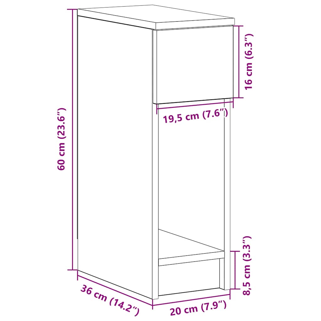 vidaXL Nachttische mit Schublade 2 Stk. Sonoma-Eiche 20x36x60 cm