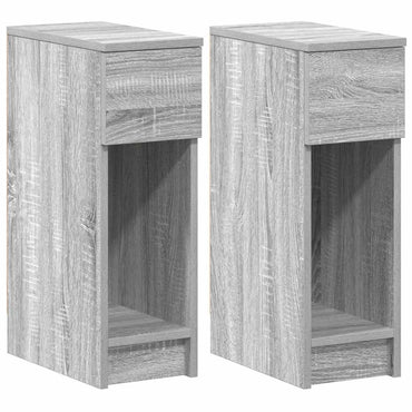 vidaXL Nachttische mit Schublade 2 Stk. Grau Sonoma 20x36x60 cm