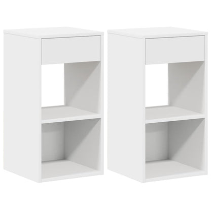 vidaXL Nachttische mit Schublade 2 Stk. Weiß 35x34x66,5 cm