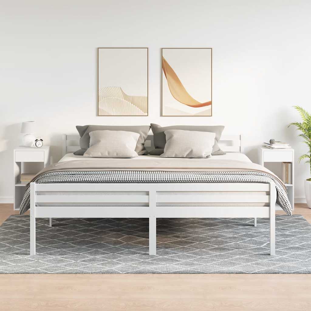 vidaXL Nachttische mit Schublade 2 Stk. Weiß 35x34x66,5 cm