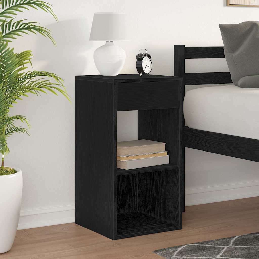 vidaXL Nachttisch mit Schublade Schwarz Eichen-Optik 35x34x66,5 cm
